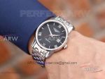 Perfect Replica Longines Black Face Roman Markers Smooth Bezel 40mm Men's Watch